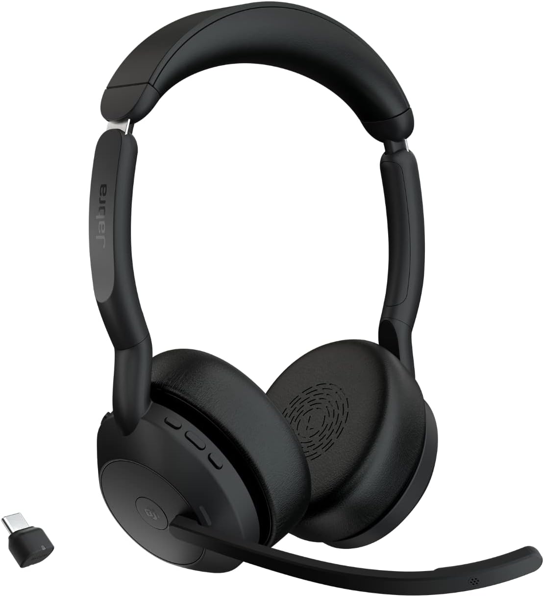 Jabra Evolve2 55, Casque Bluetooth Sans Fil, avec 4 Microphones, Réduction Active du Bruit, Design Léger, 18h Autonomie, Certifié MS Teams, Idéal Bureau & Maison, Noir - Image 1