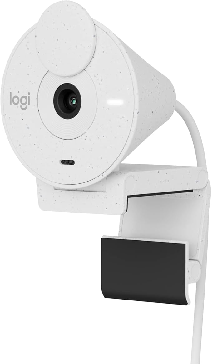 Logitech Brio 300 Full HD Webcam with Privacy, Noise Cancelling Microphone, USB-C, Certified for Zoom, Microsoft Teams, Google Meet, Auto Light Correction, White - Image 1