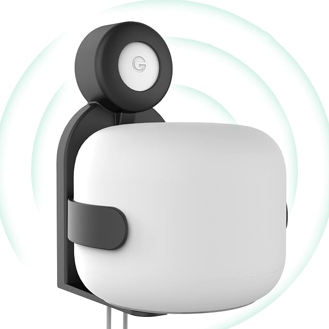 Google Nest WiFi 2-AC2200 Wall Mount, Simple and Sturdy Wall Mount for Google Nest WiFi 2-AC2200 with Cable Management, No Messy Cable (Black) - Image 1