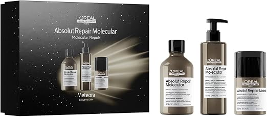 L'Oreal Professional Absolut Repair Molecular Gift Set for Very Damaged Hair - Repairs 2 Years Damage - Limited Edition - Shampoo (300 ml) + Serum (250 ml) + Leave-In Care (50 ml) - Image 1