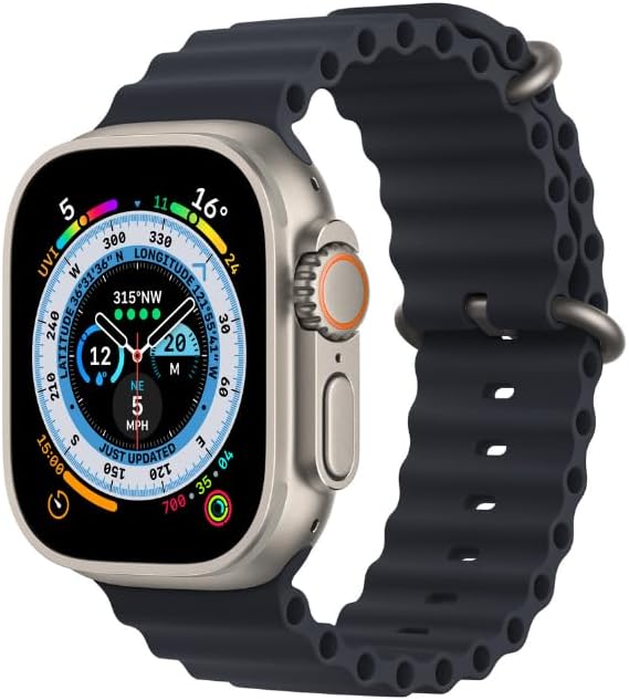 Apple Watch Ultra 2 (GPS, 49MM) Titanium Case with Black Ocean Strap, One Size (Refurbished) - Image 1