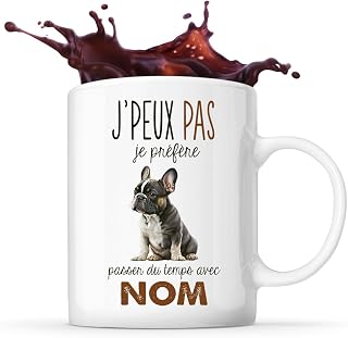 French Bulldog Mug Spend Time Name Name Personalised Coffee Tea Mug Gift Idea Man Woman Original for Dog Owner - Image 1