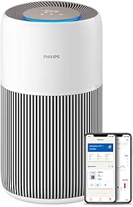 Philips Air Purifier Series 2200, HEPA NanoProtect + Activated Carbon Filter, CADR 400m³/h for 104 m², Allergy Sufferers, Ultra-Quiet, Smart and Durable Filter (AC2210/10) - Image 1