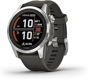 Garmin fēnix 7S Pro, Solar - Smart Multisport GPS Watch - Silver with Grey Strap - 42mm Case - Image 1