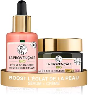 La Provençale Bio - Routine Rose Peau Éclatante - Sérum L'Éclat de Jouvence + Crème Rose de Jouvence - Soin Visage Certifié Bio - Unifie, Repulpe & Réactive l'Éclat - Tous Types de Peaux - Image 1