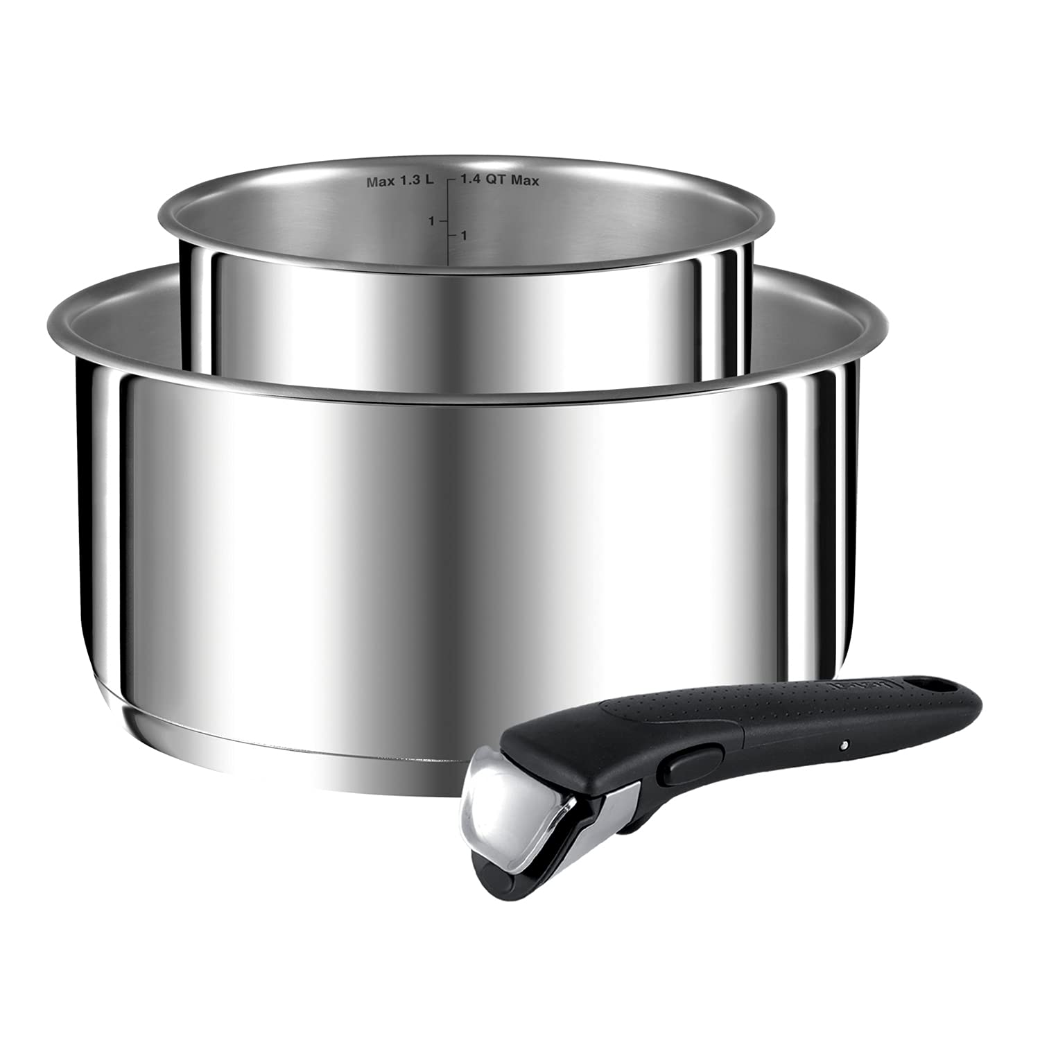 Tefal Ingenio Preference Stainless Steel Saucepans 16/20 cm (1.6/2.6 L) Induction + Removable Induction Handle L9408802 - Image 1