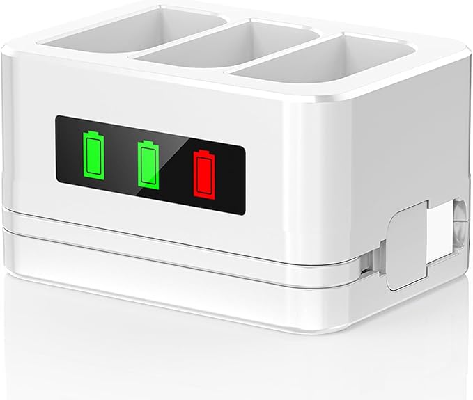 3 Slots Battery Charging Station with LED Display Type C Input Compatible with Ring Doorbell 2/3/4/3 Plus/Spotlight Cam/Peephole and Cameras - Image 1
