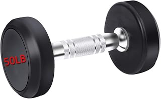 Round Dumbbells 50lbs Rubber Dumbbells for Strength Training Weight Loss Knurled Handles Extended Dumbbell Set 15 Weights 1 lb York Barbell 25 - Image 1
