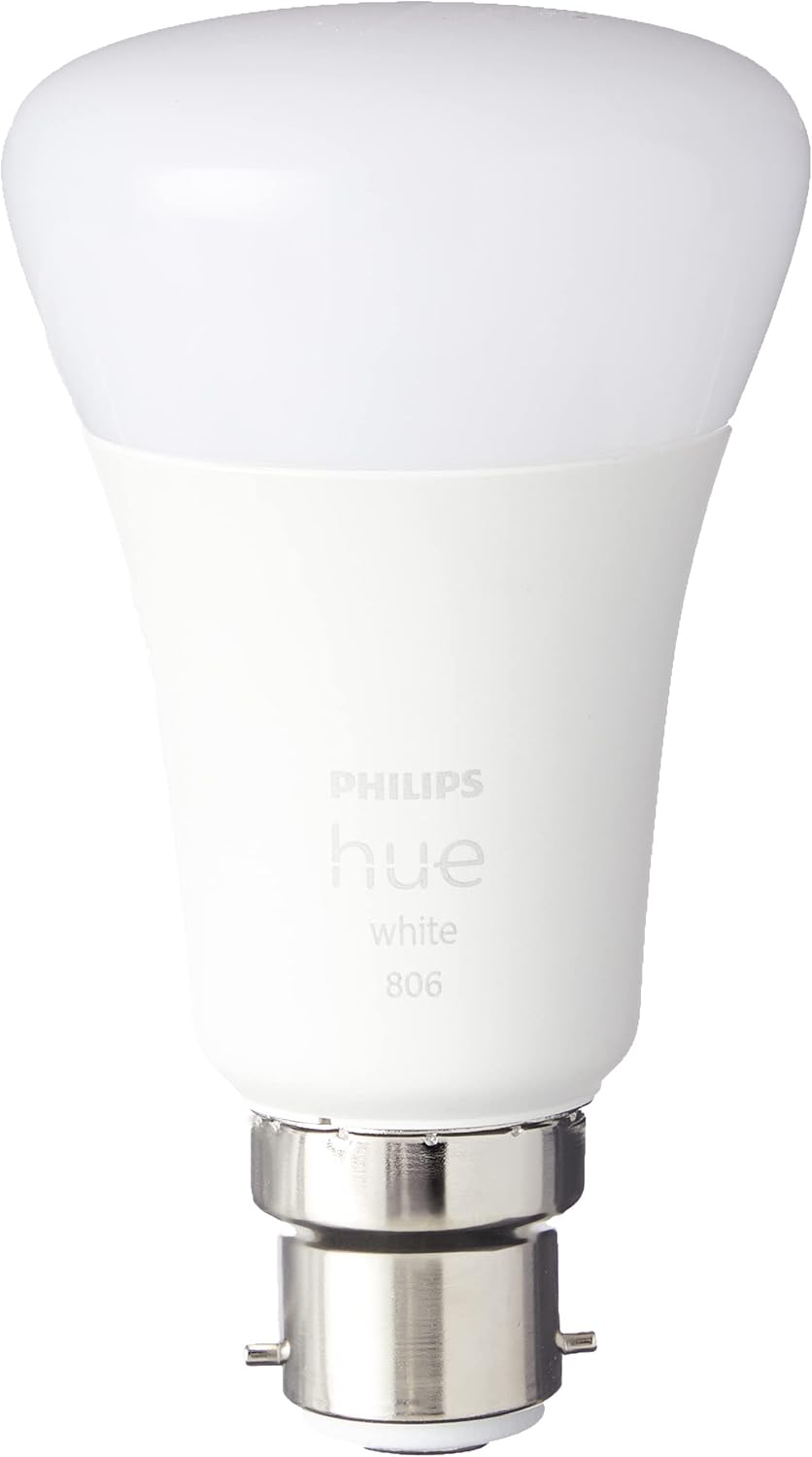 Philips Hue White, ampoule LED connectée B22, équivalent 60W, 800 lumen, compatible Bluetooth, Pack de 2, fonctionne avec Alexa, Google Assistant et Apple Homekit - Image 1