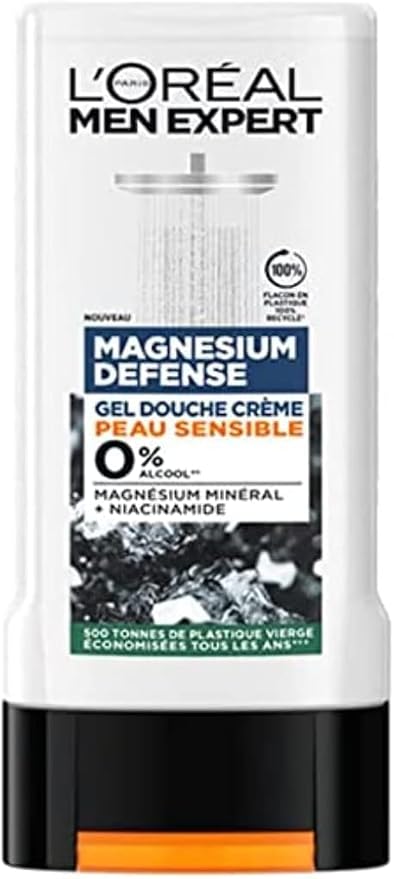L'Oréal Men Expert - Hypoallergenic Shower Gel Cream for Men - Moisturizes & Cleanses - Enriched with Mineral Magnesium - For Sensitive Skin - Magnesium Defense - 1 x 300 ml - Image 1