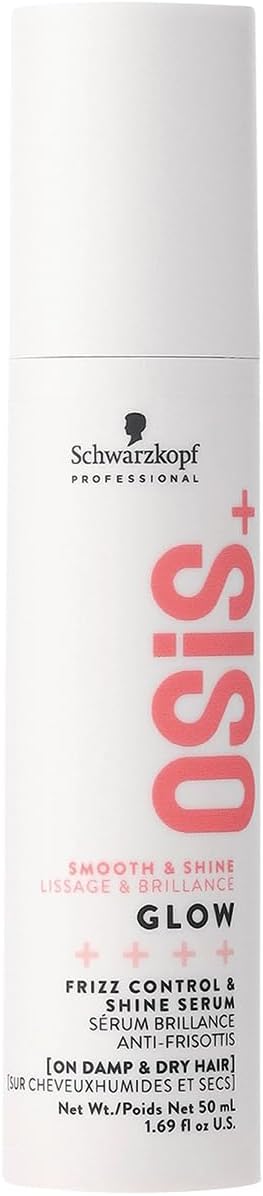 Schwarzkopf Professional OSiS Glow Anti-Frizz Serum Silicone Free Heat Protection for Dull and Coarse Hair Facilitates Light Styling 50 ml - Image 1