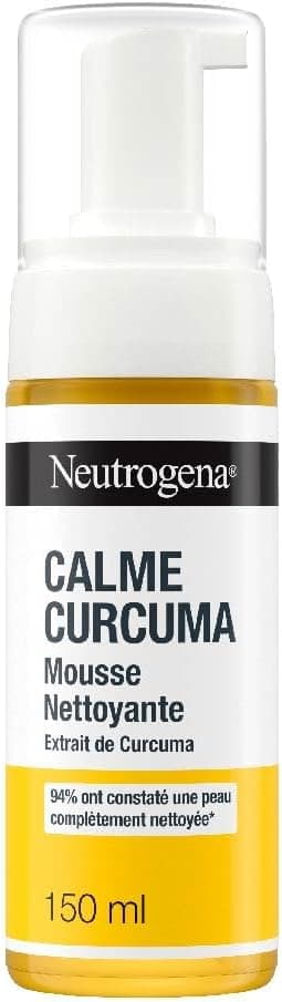 Neutrogena – Mousse Nettoyante Calme Curcuma (flacon-pompe de 150 ml) – Nettoyant visage à l'extrait de curcuma – 94% ont constaté une peau complètement nettoyée*