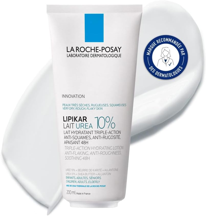 La Roche-Posay, Lipikar Urea 10%, Lait Hydratant Anti-Sécheresses et Anti-Irritations, Idéal Peaux Très Sèches, Soin Triple Action, Enrichi en Beurre de Karité, 200 ml - Image 1
