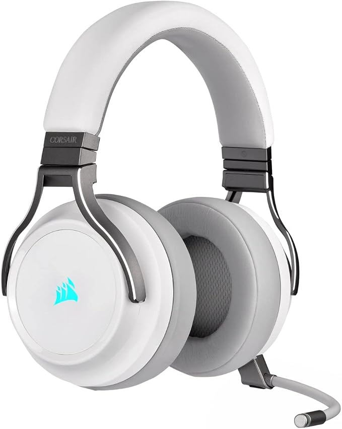 Corsair Virtuoso RGB Wireless High Fidelity Gaming Headset (7.1 Surround Sound, Omnidirectional Microphone with PC, Xbox One, PS4, Switch and Mobiles Compatibility) White - Image 1