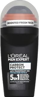 L'Oréal Paris Déodorant Carbon Protect 5 en 1 Ice Fresh - Le roll-on de 50ml - Image 1