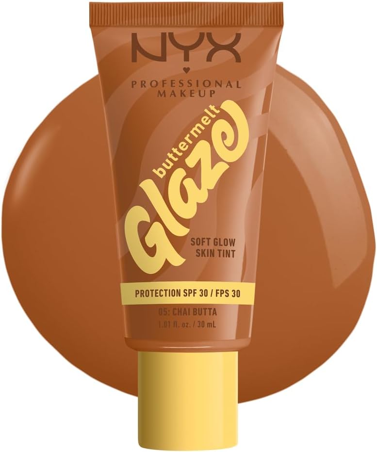 NYX Professional Makeup - Moisturising Foundation SPF30 - Long-lasting for up to 12 hours - 93% Care Ingredients - Vegan Formula - Buttermelt Glaze Tint - Shade: Chai Butta - 30 ml - Image 1