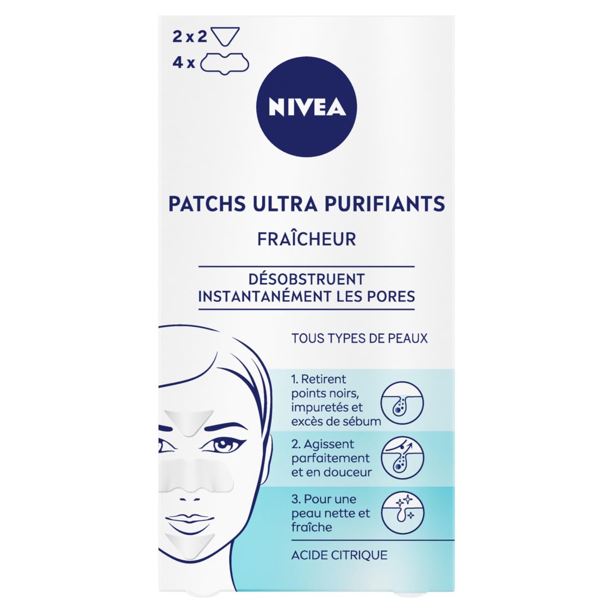 NIVEA - Ultra Purifying Freshness Face Patch - Unclogs Pores - Removes Blackheads, Impurities & Excess Sebum - Purified, Clean & Fresh Skin - Citric Acid - All Skin Types - x 6 - Image 1