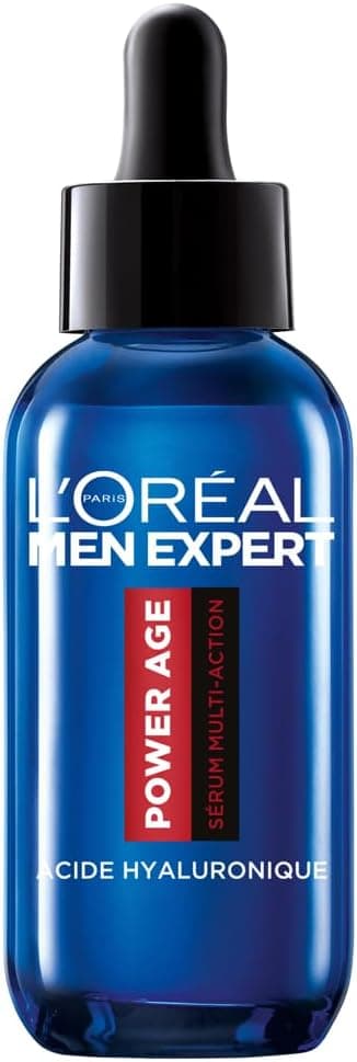 L'Oréal Men Expert - Sérum Visage Multi-Action Hydratant & Anti-Âge pour Homme - À l'Acide Hyaluronique - Pour Tous Types de Peaux - Power Age - 30 ml