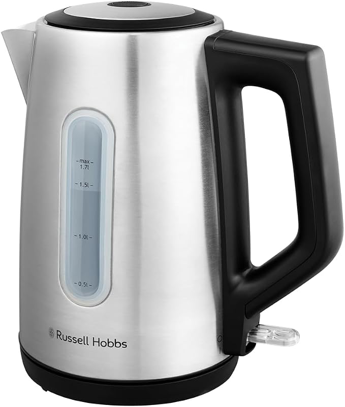 Russell Hobbs Electric kettle (hot water, tea, coffee, 1.7L, pressure opening lid, perfect pouring spout, removable and washable filter, LED lighting, stainless steel, 2400W) Heaton 27380-70 - Image 1