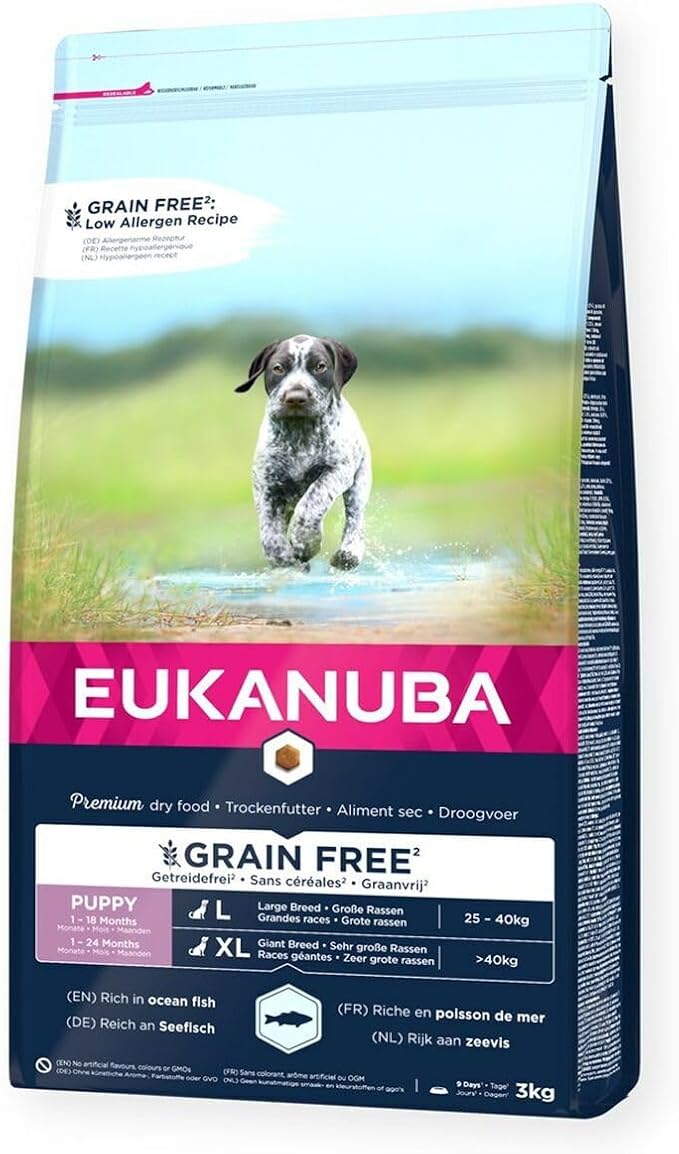 EUKANUBA Dog Cereal-Free Puppy & Junior Large Breeds Rich in Fish 3 kg - Image 1