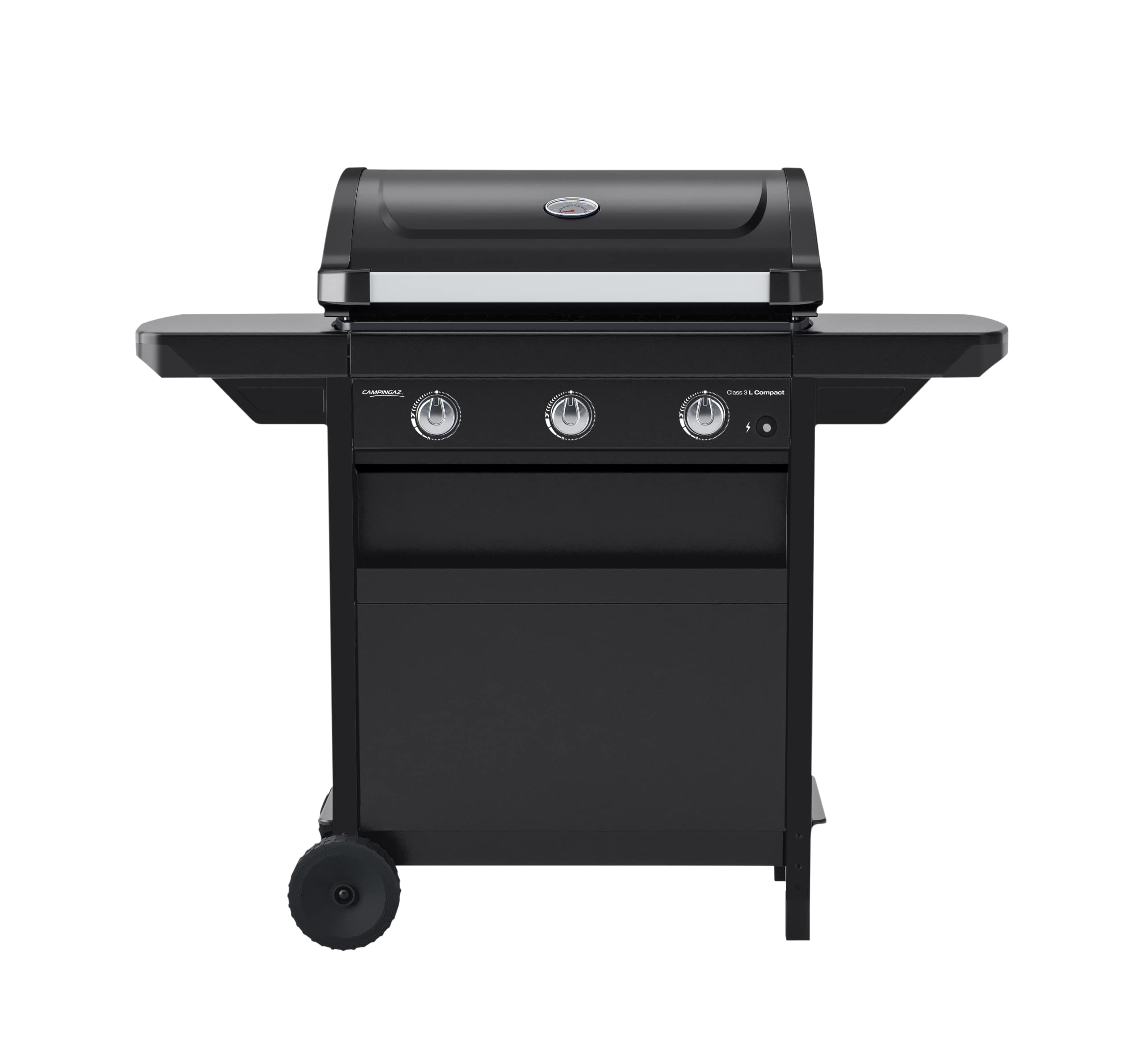 Campingaz Compact Class 3 L Gas Grill, Compact Barbecue Gas Grill Cart with 3 Aluminized Steel Burners, Lid with Thermom, Grease Collection Tray & 2 Folding Side Shelves, 7.5 kW - Image 1