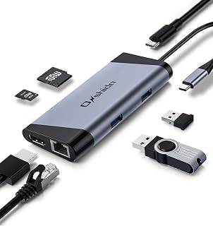 Adaptateur USB C Hub USB C 7 en 1 vers HDMI 4K, Port Ethernet RJ45, Type C PD 100W, 2 x USB 3.0 et Lecteur de Carte SD/TF, Compatible avec MacBook Dell XPS iPad Pro 2018 2020, Tablette Type-C - Image 1