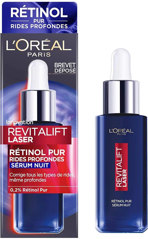 L'Oréal Paris - Retinol Anti-Wrinkle Night Serum - Special Anti-Aging Facial Care for Deep Wrinkles - Firming & Supple Skin - All Skin Types - Revitalift Laser - 30 ml - Image 1