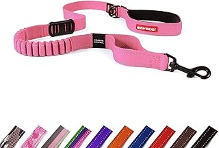Elastic Dog Lead for Large Medium Dogs - Elastic Leash with Elastic Shock Absorber, Zero Shock Dog Lead - Stable Reflective Dog Lead (128cm, Pink) - Image 1
