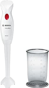 Bosch Home Appliances - MSM14100 CleverMixx Hand Blender - Powerful Hand Blender 400 W - Removable Mixer Stand with QuattroBlade - Splash Proof System - With Accessories - White/Grey - Image 1