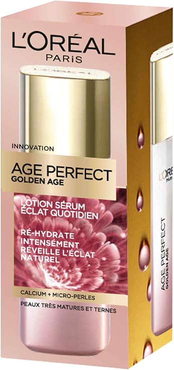 L'Oréal Paris - Radiance & Anti-Ageing Facial Serum Lotion - Intense Hydration & Radiant Complexion - Enriched with Calcium and Micro-Beads - For Mature Skin - Age Perfect Golden Age - 125 ml - Image 1