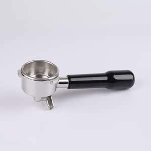 54mm Double Spout Filter Holder for Sage/Breville Barista BES 870/878/880 Filter Basket with ABS Wood and Stainless Steel Filter Holder Black - Image 1