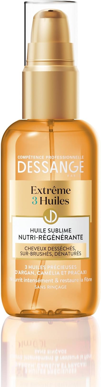 Dessange - Extreme Nutri-Regenerating Sublime Oil 3 Oils - Formula Enriched With Argan, Camellia & Pracaxi - Intensely Nourishes & Restores - For Dry Hair - No Rinse - 100 ml - Image 1