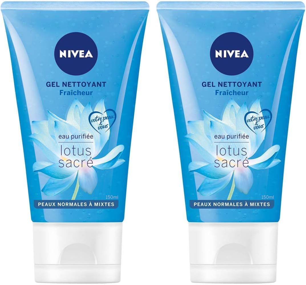NIVEA Gel Nettoyant Fraîcheur, Gel purifiant pour peaux normales à mixtes, Nettoyant visage enrichi en Vitamine E & Hydra IQ, 150 ml (Lot de 2) - Image 1