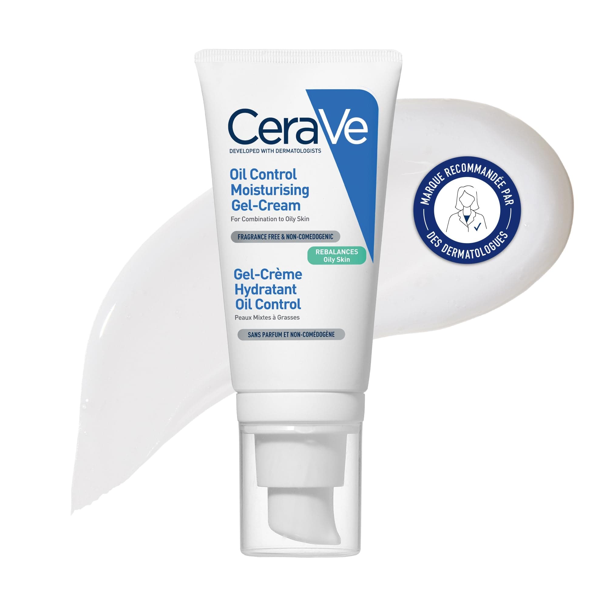 CeraVe - Gel-Crème Hydratant Visage Oil Control - Hydrate en Continu, Restaure la Barrière Cutanée, Apaise - 3 Céramides Essentiels, Niacinamide, Acide Hyaluronique - Peau Mixte à Grasse - 52 ml