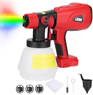 Cordless Paint Gun for Milwaukee M18 18V Lithium-Ion Battery, 200W HVLP Brushless Motor Portable Paint Gun for Furniture Wall Fence Door (without Battery) - Image 1