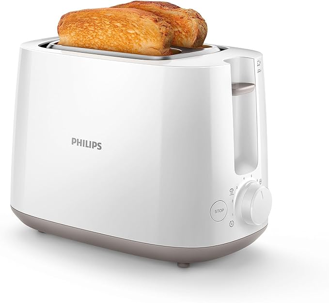 Philips Daily Collection Toaster – 2 Wide Slots, 8 Levels of Browning, Built-in Baked Warmer, Defrost and Auto Shut-Off (HD2581/00) - Image 1