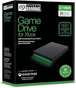 Seagate Game Drive for Xbox 2TB, External Hard Drive, Portable HDD, USB 3.2, Black, Xbox Certified, RGB LED, Rescue Services (STKX2000403) - Image 1
