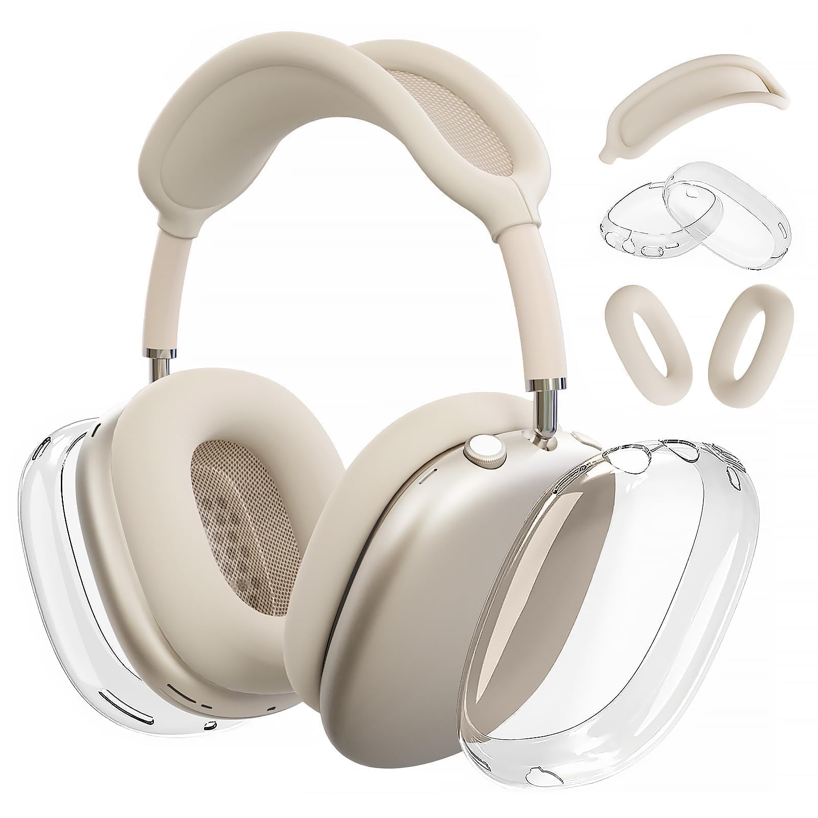 AirPods Max (2024/2020) Silicone Case Clear Soft TPU Cover Earmuffs Headband Cover for AirPods Max (USB-C/Lightning), Transparent Accessories for Apple - Image 1