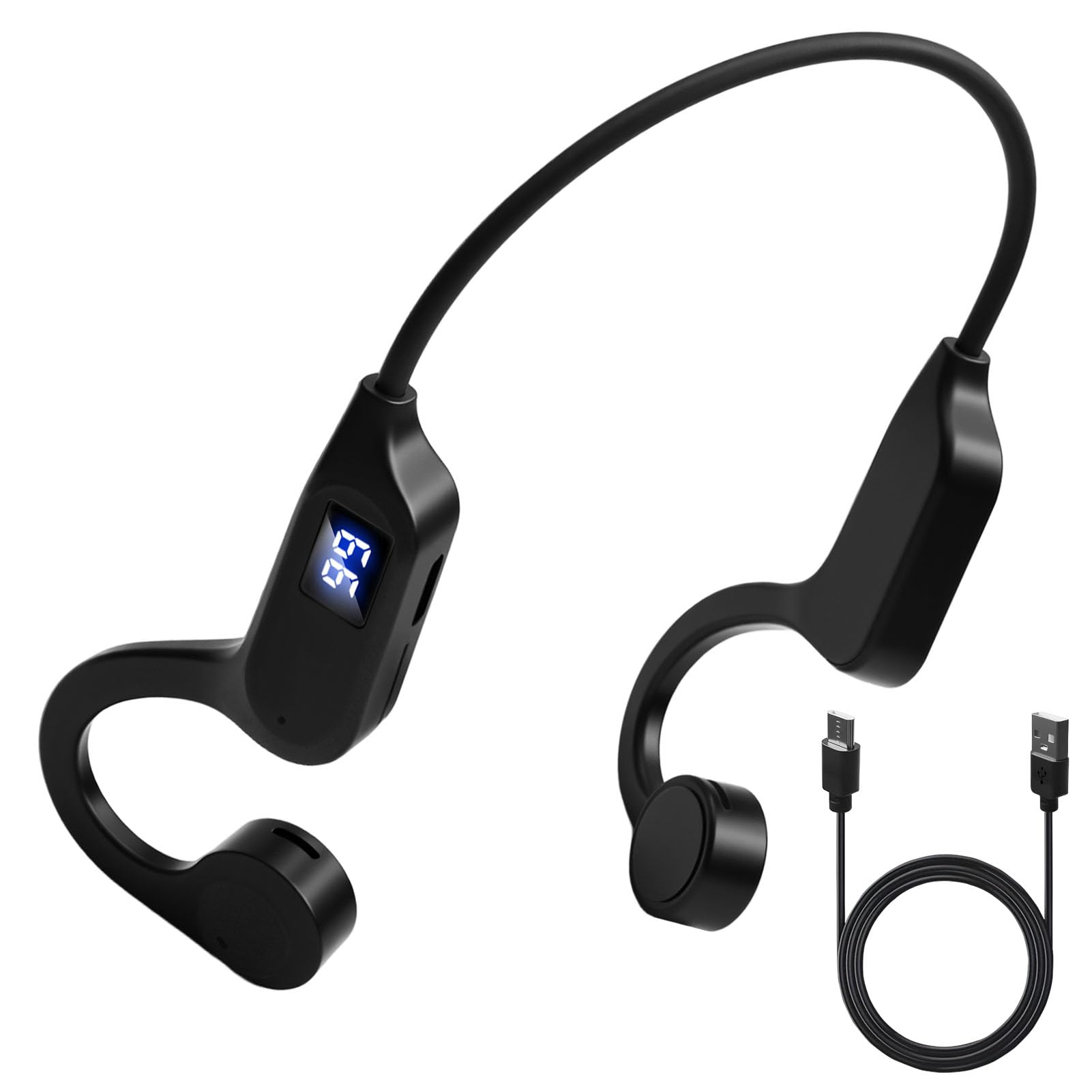 Headphones Bone Conduction Bluetooth Wireless V5.2 HiFi Stereo with HD Mic Open Ear Headphones MP3 Player Sports Headset IPX5 Waterproof for Jogging Running Cycling Cycling 8h Autonomy - Image 1