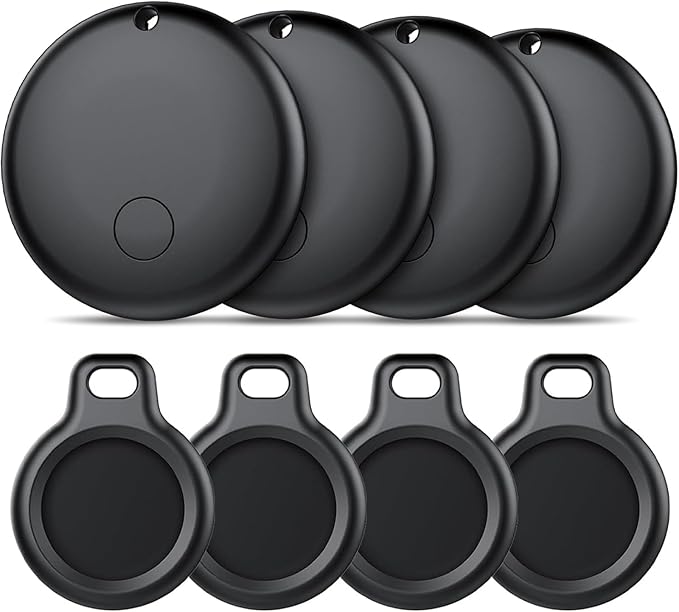 Android Smart Tag, Plotter Set of 4, Works with Google Locate App (Android Only), Equipped with Protective Case, IP68 Waterproof, for Keys/Wallets/Suitcases, Black - Image 1