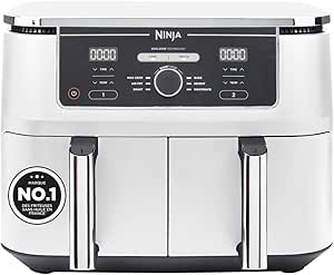 Ninja Foodi MAX Dual Zone Air Fryer, 2 Drawers, 9.5L, 6-in-1, Oil Free, Air Fry, Crispy Max, Roast, Bake, Dehydrate, 8 Servings, Dishwasher Safe Nonstick Baskets, White AF400EUWH - Image 1