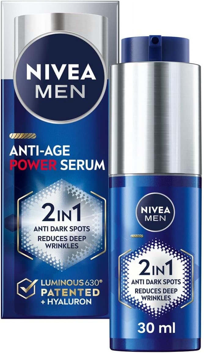 Nivea Men NIVEA MEN Anti-Age 2in1 Power Serum (30 ml), sérum hydratant avec 630 lumineux et acide hyaluronique, réduit les rides profondes et les taches brunes pour une peau d'apparence plus jeune - Image 1