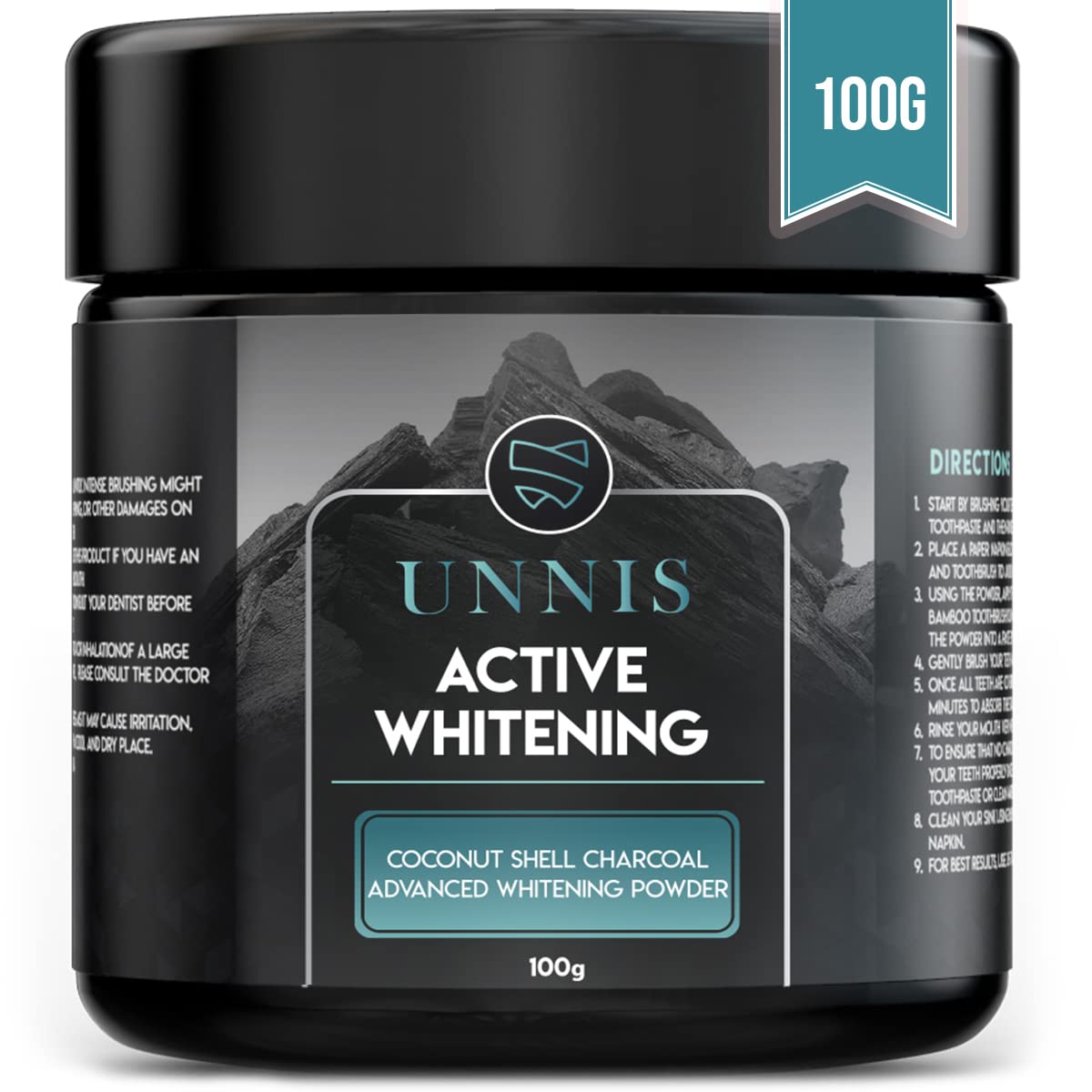 Activated Charcoal Dental Whitening Powder, Natural Teeth Whitening Powder for Cleansing, Gum and Enamel Safe, 100g - Image 1