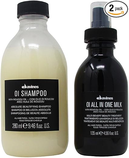 Pack - 2 items: Davines Essential Haircare OI Shampoo - Absolutely Beautifying Shampoo, 280ml & Davines OI/ALL-IN-ONE Milk - Image 1
