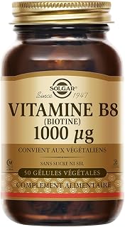 Solgar Biotine (Vitamine B8) 1000 μg - Beauté des Cheveux, de la Peau et des Ongles - Complément Alimentaire - Vegan et Sans Gluten - Flacon de 50 gélules végétales - Image 1
