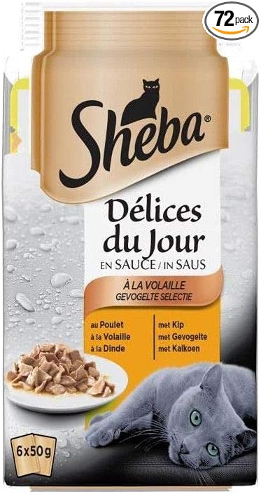 Sheba Délices du Jour Freshness Sachets 6 x 50 g Selection with Poultry in Sauce – Pack of 12 - Image 1