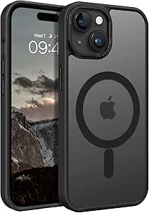 GaoBao Case for iPhone 15 Plus 6.7 inch Compatible with MagSafe, Hybrid Magnetic Case Cover Translucent Matte Back Protection Camera Cover Slim Shockproof Anti-Scratch Back, Black - Image 1