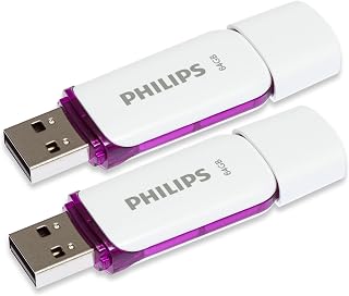 Philips Snow Édition High Speed clé USB 2.0 2X 64 Go pour PC, Ordinateur Portable, Stockage de données informatiques, Vitesse de Lecture jusqu'à 25 Mo/s - Image 1