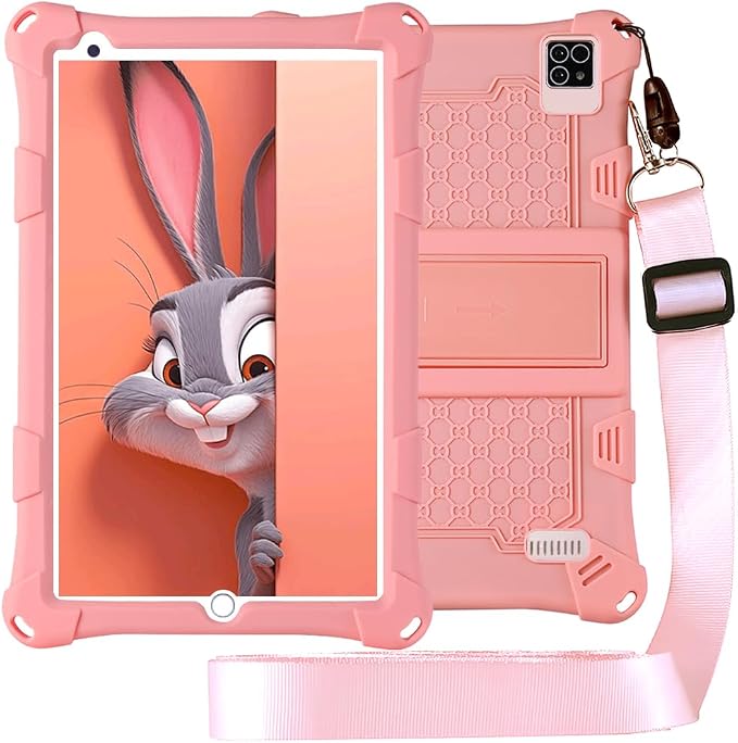 8 Inch Android Tablet 6+10 RAM 128GB ROM (TF Card 256 GB), Google Certified, Preinstalled Children's Software, Wi-Fi, Shockproof Case, Gift for Children (Pink) - Image 1