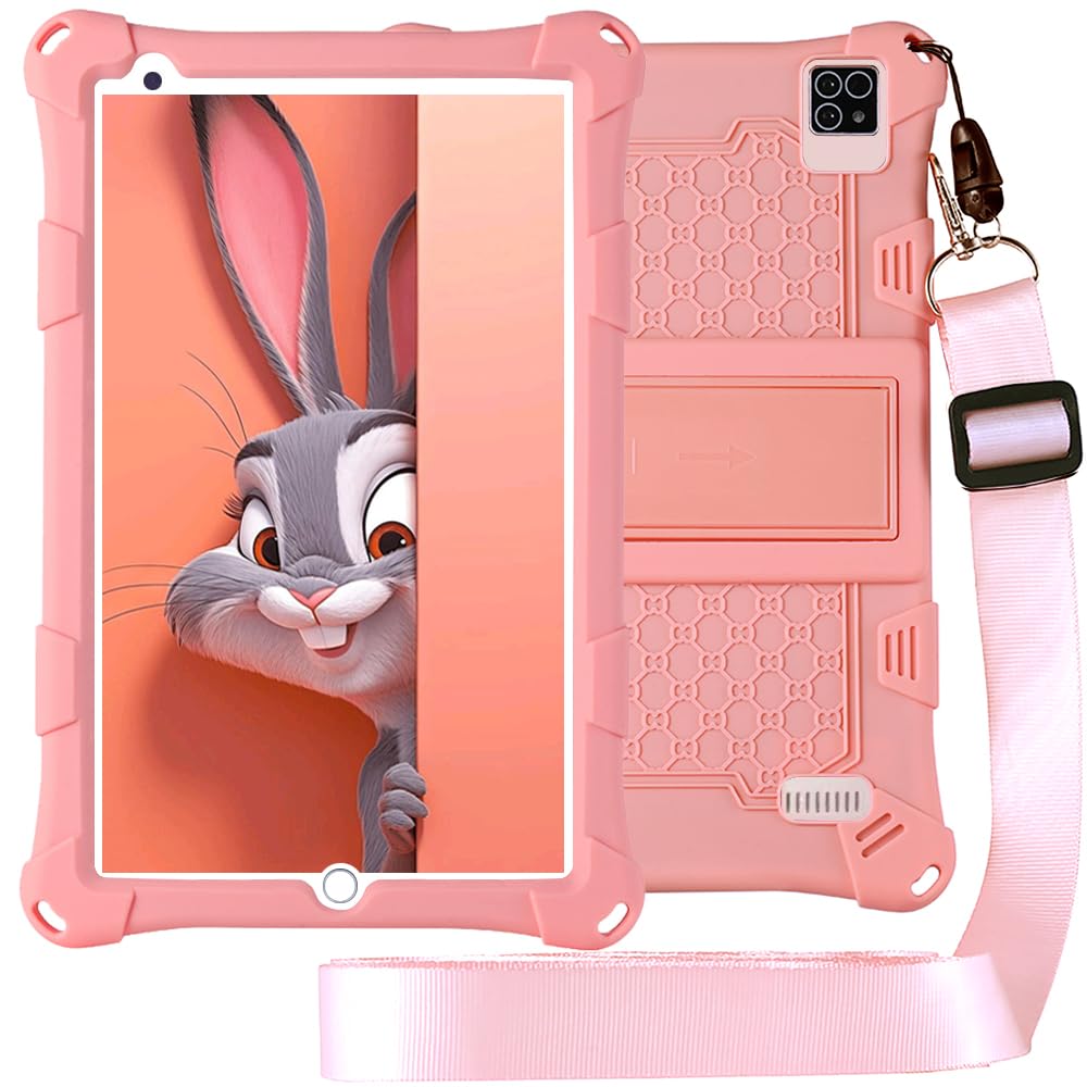 8 Inch Android Tablet 6+10 RAM 128GB ROM (TF Card 256 GB), Google Certified, Preinstalled Children's Software, Wi-Fi, Shockproof Case, Gift for Children (Pink) - Image 1